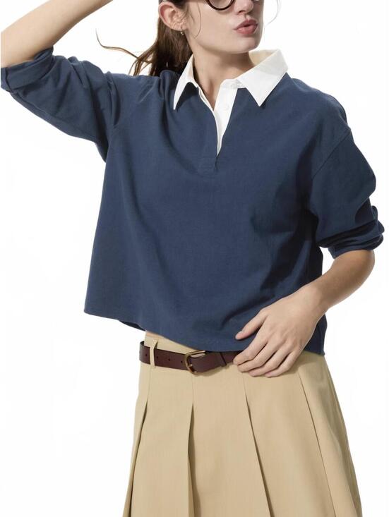 Uniqlo Tops - Uniqlo Washed Cotton Polo Shirt NWT Navy Large
